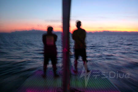 早朝ダイブに向かうボート上で見た2008年の初日の出